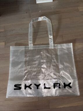 SKYLARK Transparent Silver Mesh Tote with Bold Logo